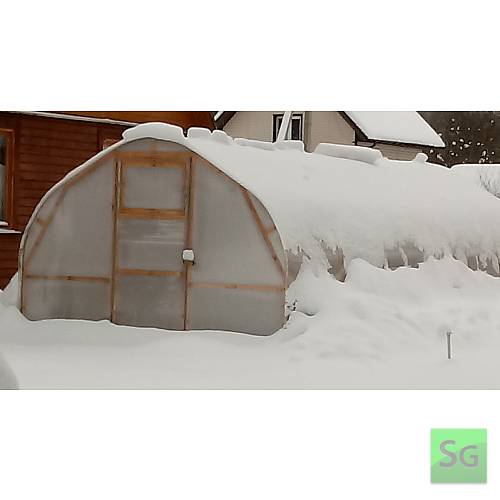 Каркас деревянный "АРКА" 3х4м., под теплицу  : Благодаря уникальной геометрии сводов, на крыше теплицы не образуется снежной шапки, снег самостоятельно скатывается к основанию.